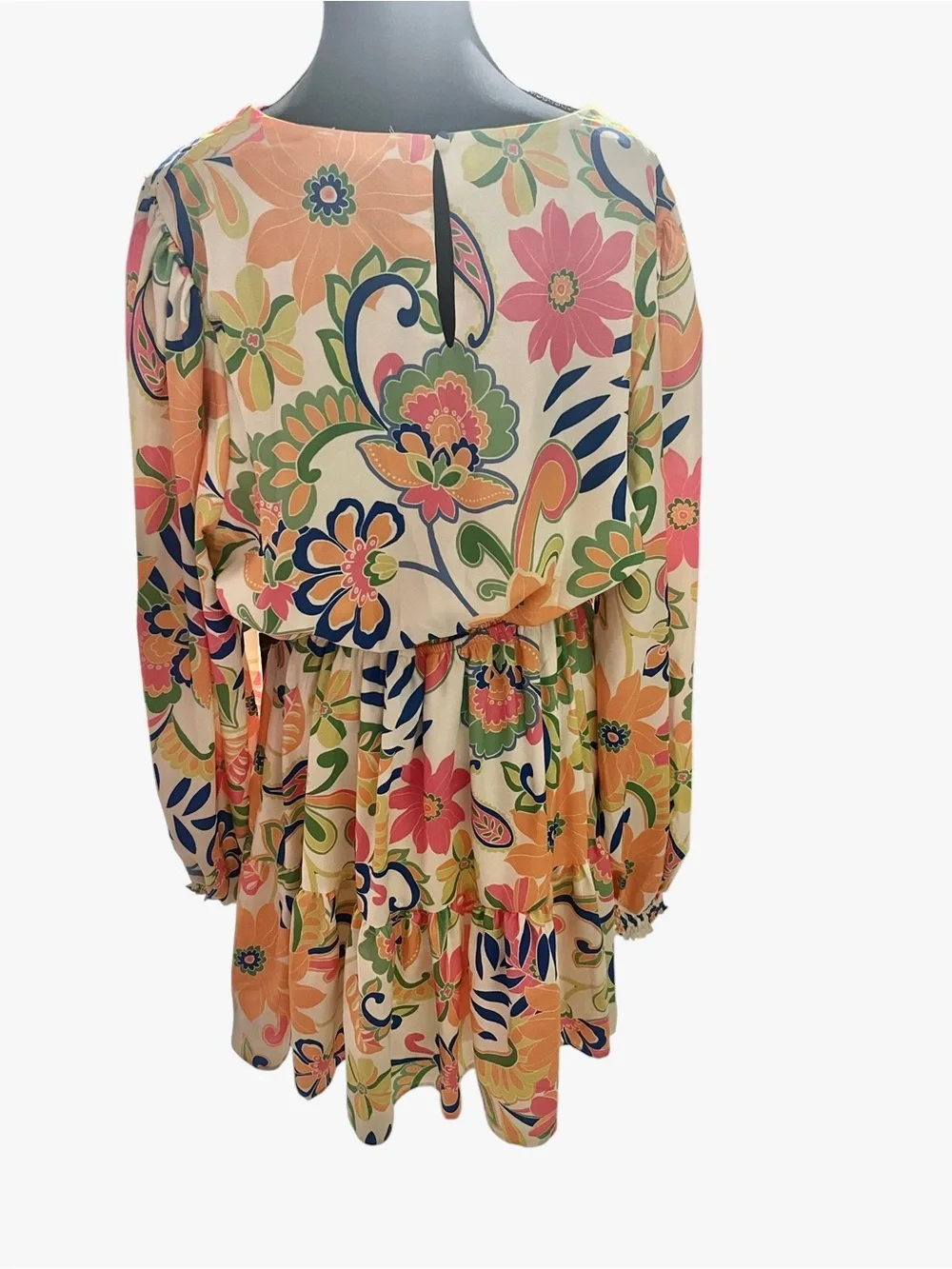 Flying Tomato Yellow Floral Puff-Sleeve Tie Waist Mini Dress Size XL - Picture 5 of 8